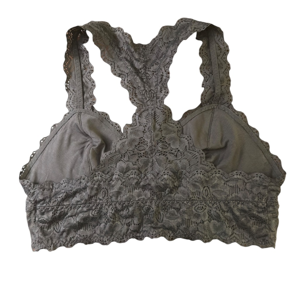 Felina Lace Bralette Racerback Lingerie Stretch Comfy‎ Gray Large